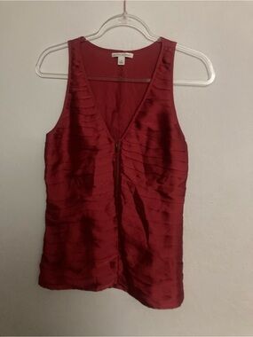 Banana Republic Deep Red Sleeveless V-Neck Zip Tank